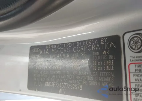 2007 Kia Sportage Lx from USA, damaged, VIN KNDJF724677392978